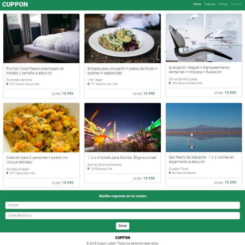 Work of a responsive coupon web page with form developed with html, css and Bootstrap5